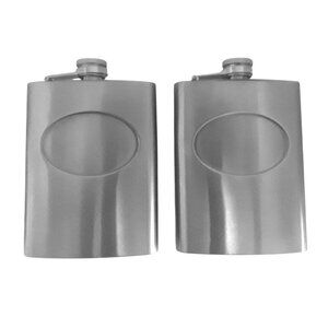 Vintage Bar Basics Pair of 8oz Stainless Sell Flasks